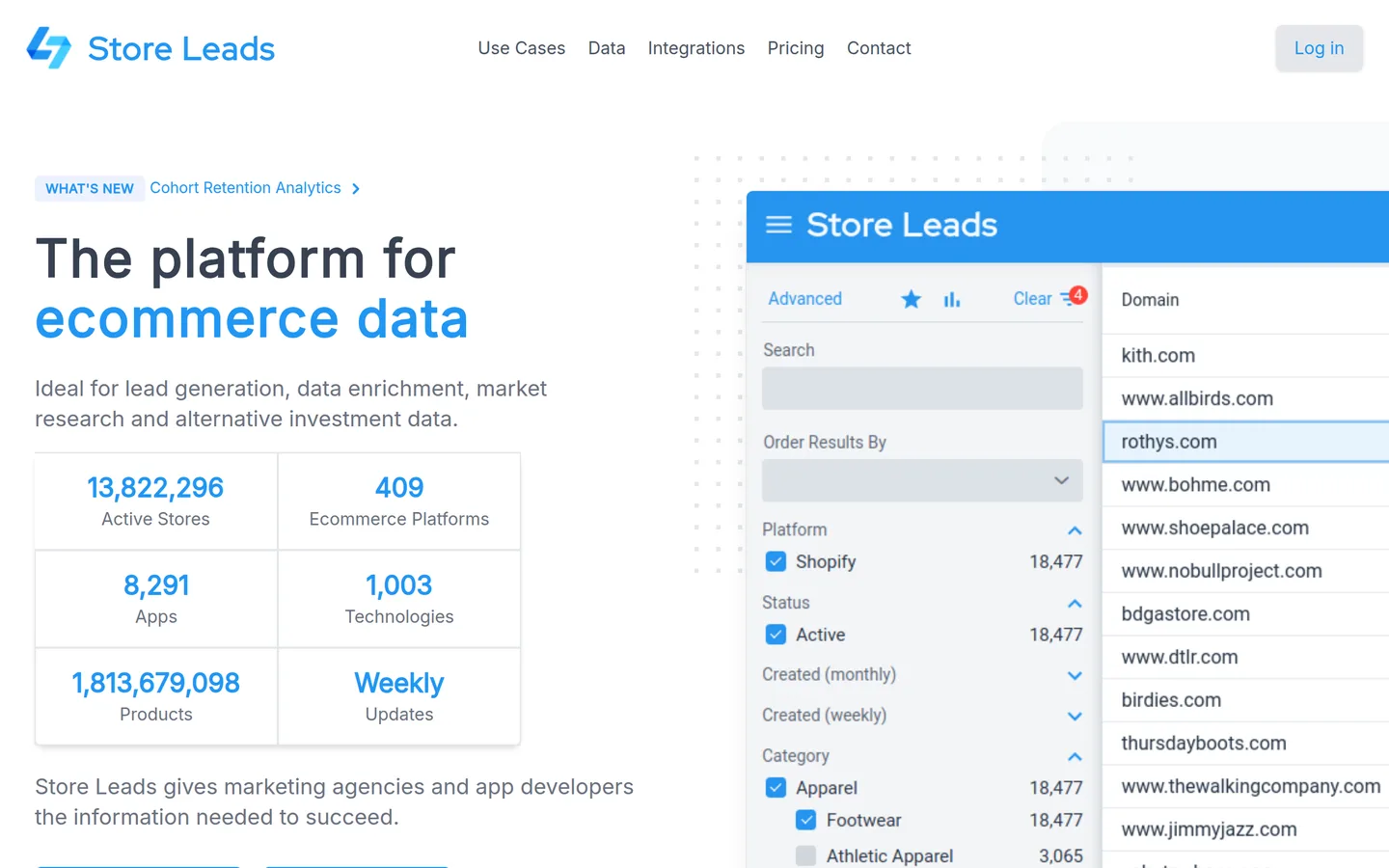 Store Leads homepage