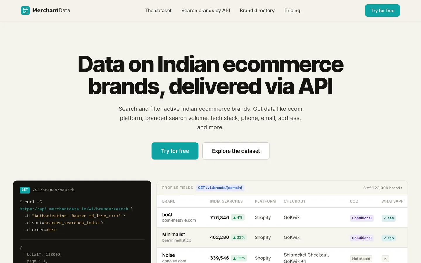 Merchant Data homepage