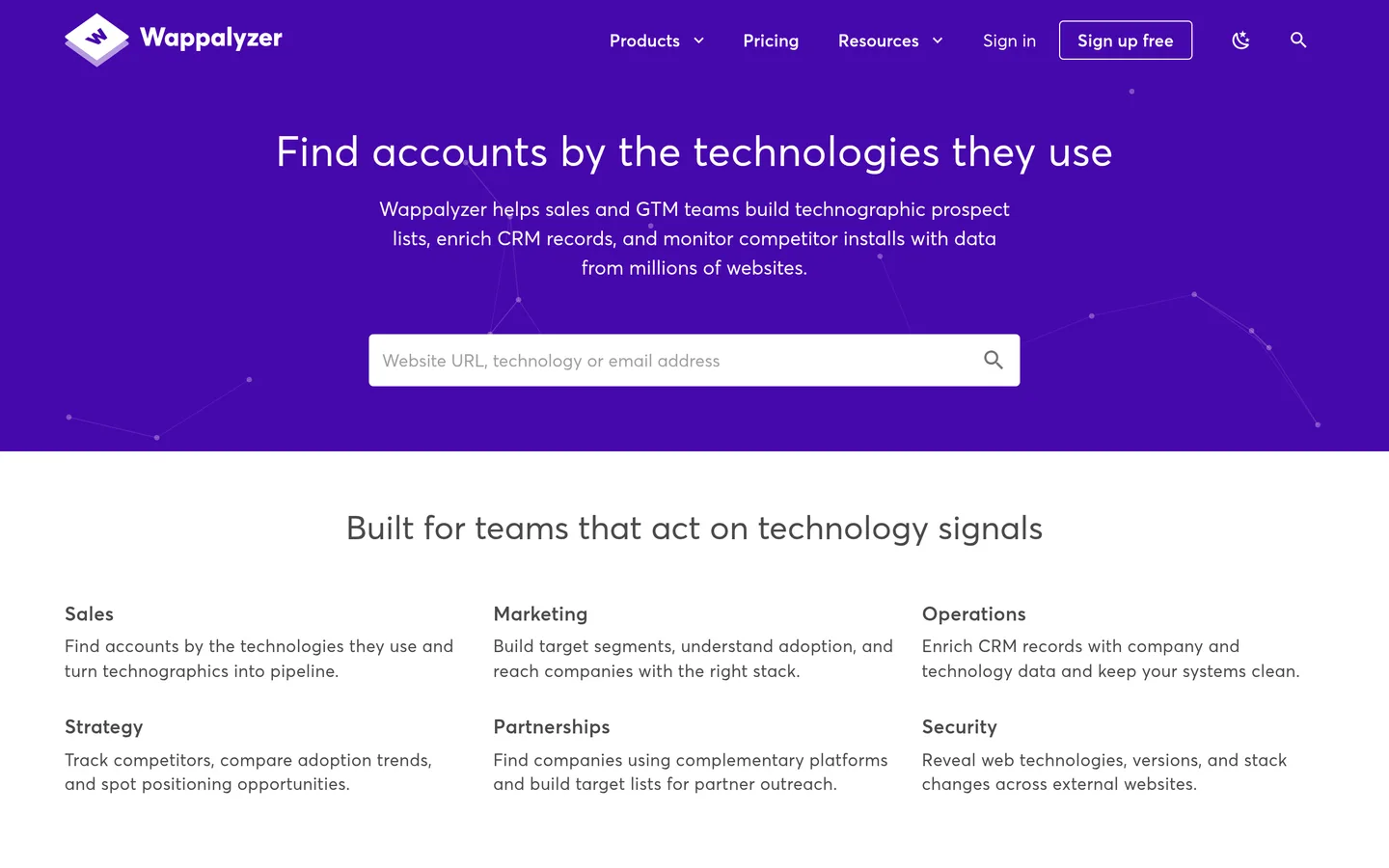 Wappalyzer homepage